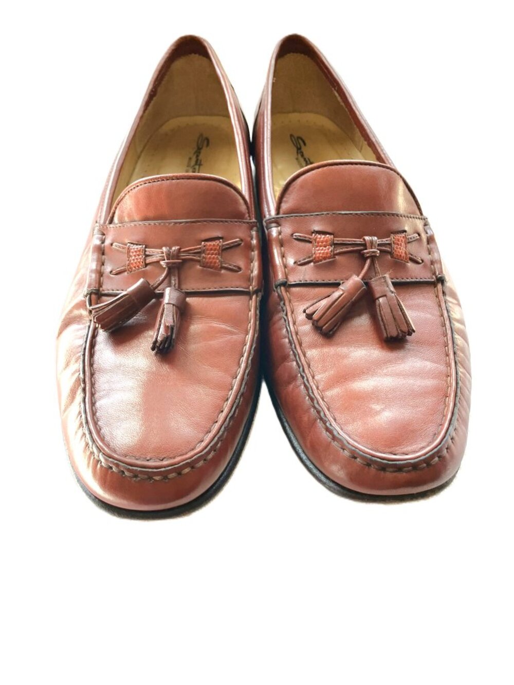 Santoni Men’s Brown Leather Tassel Loafers | Size 11.5 D | Made in Italy